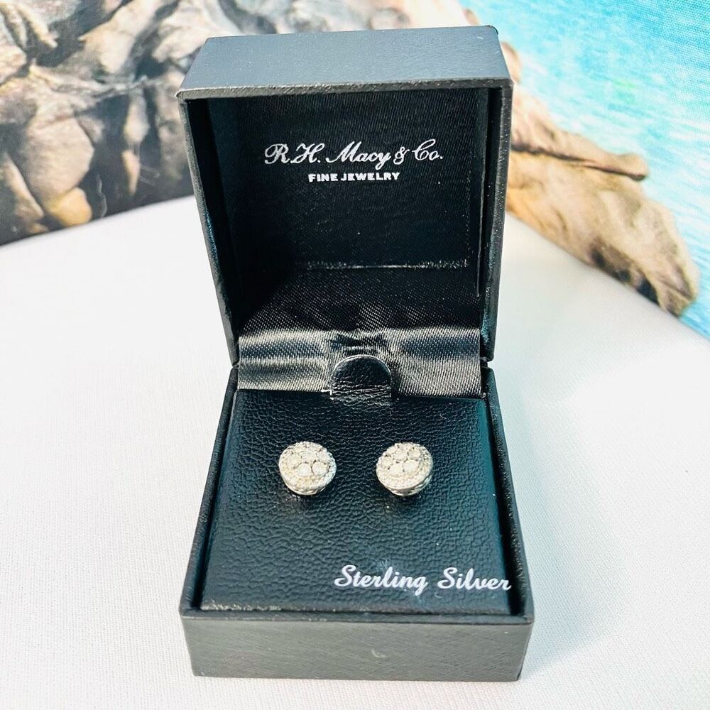 R.H. Macy & Co. Bridge Diamond 1/10 CTW Sterling Silver Stud Earrings NWT